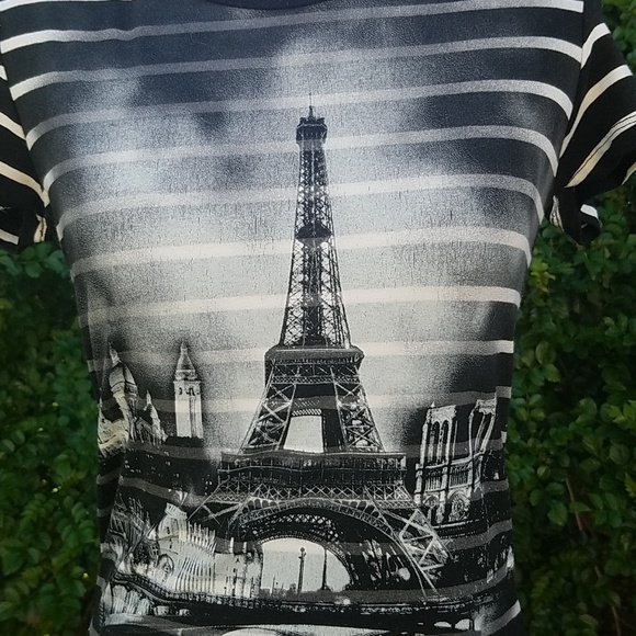NWOT Paris black striped tee with embellishments - Picture 5 of 5